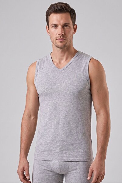 OBJE Men's Gray V-Neck Sports Tank Top