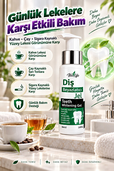 İlla Life Yeni Nesil Hızlı Etkili Diş Beyazlatıcı Jel Sarı Ton Giderici Kahve Çay Sigara Lekesi Karşıtı Color Correction Teknolojisi Florürsüz Hassas Dişlere Uygun Mor Diş Beyazlatma Macunu Whitening Gel 50 ML
