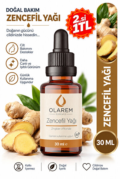 olarem essence Zencefil Yağı (Ginger Oil) Sabit Yağ 30 ml Cam Damlalıklı Şişe