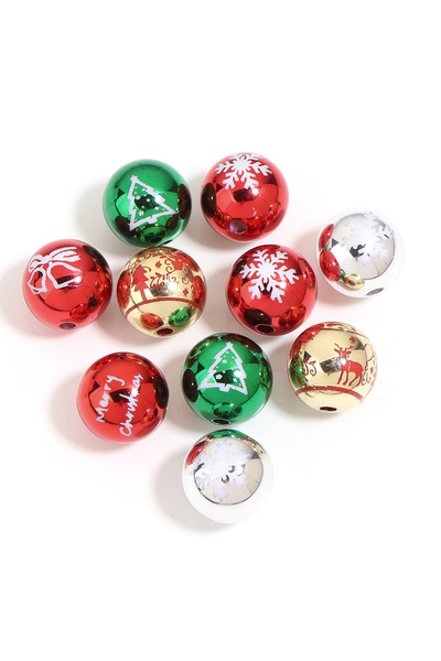Choice3 Style 3 10pcs 16mm Christmas Acrylic Beads Red Green Round Beads Loos...