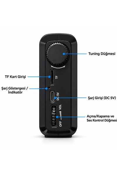 ULTRATEKNO KTF-1715 Dijital FM/MW/SW Radyo | Bluetooth & MP3 | Saatli & Manuel Kanal Arama | Taşınabilir