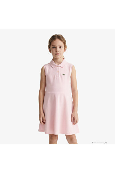 Lacoste Kız Çocuk Kolsuz Polo Yaka Pembe Elbise