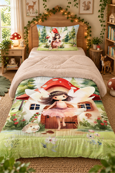 Evmila Double Sided Cute Animal Pattern Quilted Quilt - Single Sleeping Set