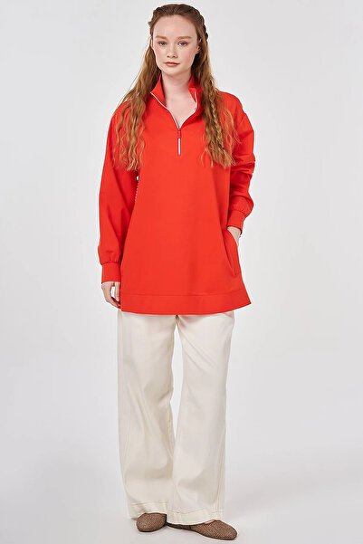 Kayra Garnili Viskon Sweatshirt Mercan
