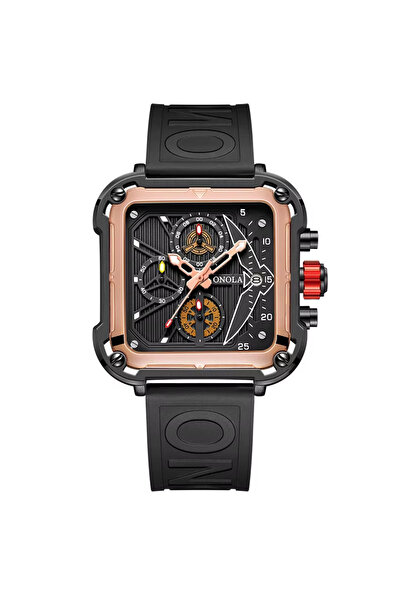 onola Ceas 6831 – Cronograf sport cu cadran pătrat, curea silicon, afișaj lum...
