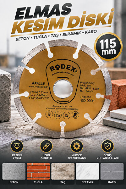 NZB Elmas Kesici Disk 115 mm Beton, Mermer, Granit ve Taş Kesim Uyumlu Dayanı...