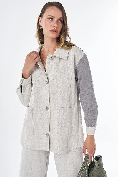 Kayra Shiny Buttoned Jacket Gray