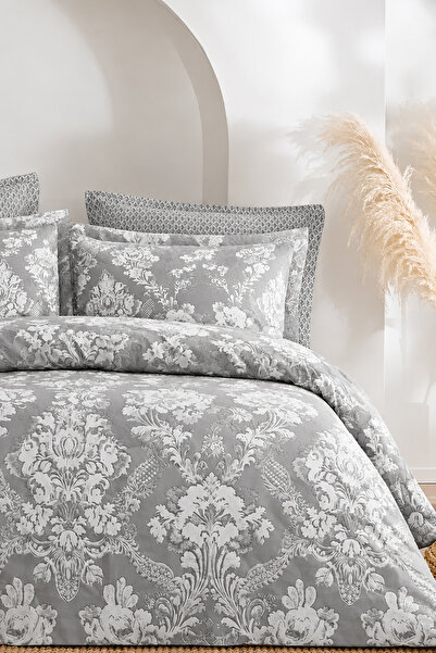 İQON Elastic Sheet Duvet Cover Set Single Size Royal Gray