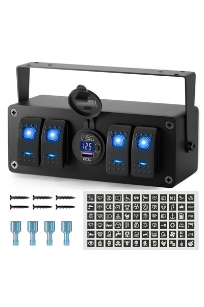 Choice1 4 Gang 4 6 Gang Rocker Switch Box Waterproof 12V SPST ON/Off LED Ligh...