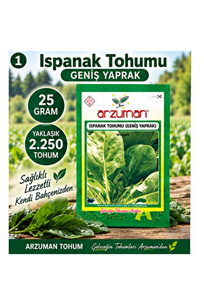 Arzuman Tohum Sebze Geniş Yaprak Ispanak Tohumu 25 Gr