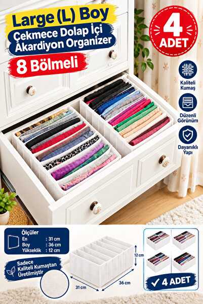 Özlem Toys 4 Pieces of Cabinet and Drawer Organizer Large (L) Size 8 Compartm...