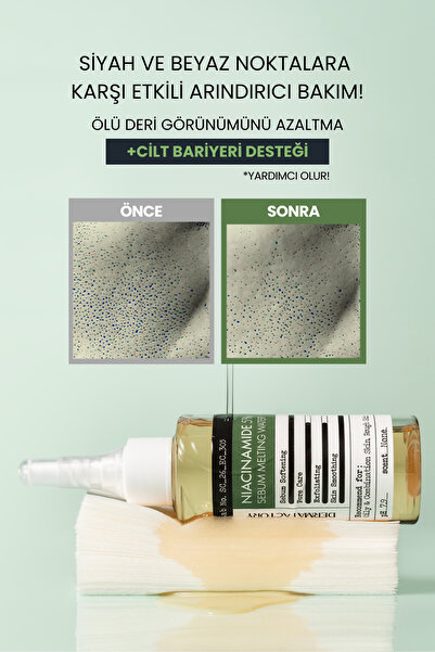 DERMA FACTORY %5 Niasinamid ile, Gözenek ve Sebum Giderici Tonik Sebum Melting Water 80 ml