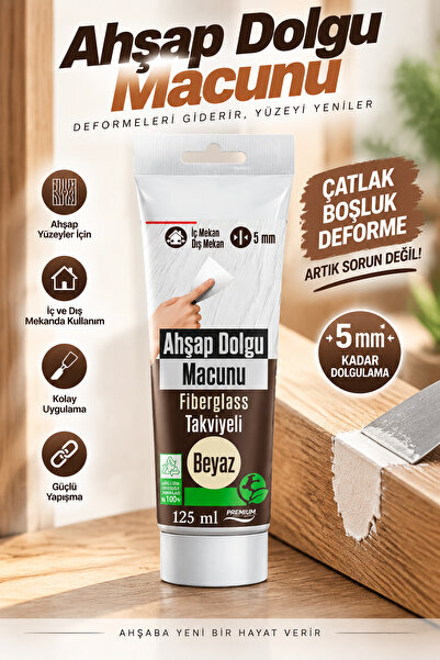 NZB BEYAZ Renk Ahşap Parke Tamir Macunu Mobilya Masa Dolgu Çatlak Çizik Gider...