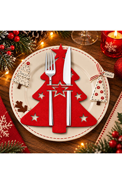 Masalsı Concept Red 6Pcs Christmas Set Decorative Cutlery - Christmas Decor N...
