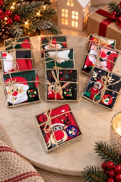Masalsı Concept 5 Adet Kutulu Hediyelik Yılbaşı Noel Christmas Çorap Seti - HEDİYE SETİ