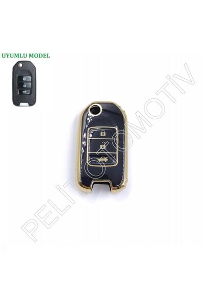 PELİTOTOMOTİV Θήκη κλειδιού Honda Civic Fc5 Crv Hrv Superlux Μαύρη