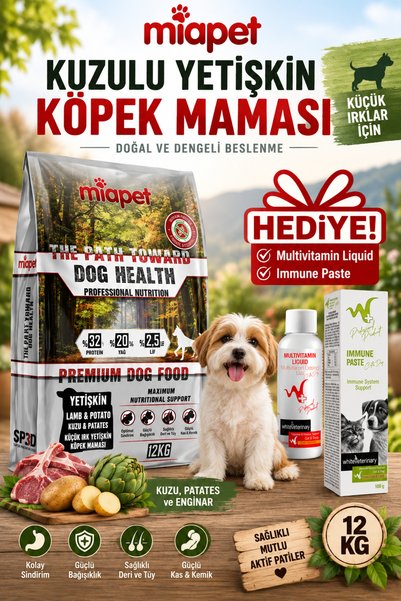 Miapet Tahılsız Enginarlı Kuzulu Patatesli Küçük Irk Yetişkin Köpek Maması 12 KG