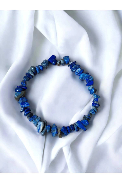 Doğaltaş Lapis Lazuli Taşlı Kırık Taş Bileklik Siyah Hediye Kutulu