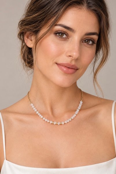 Camellie KY Jewels Crystal Clear | Şeffaf Premium Kristal Altın Kaplama Kolye