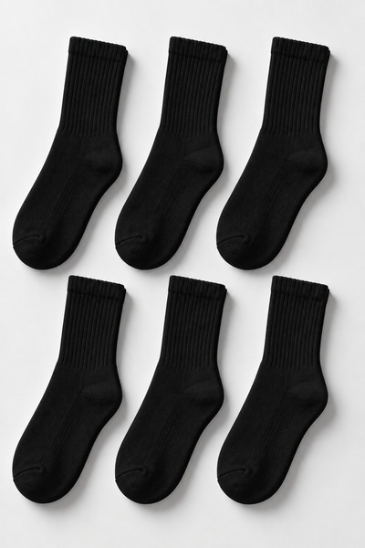 DEMAS ÇORAP 6 Çift Pamuklu Uzun Konç Tenis Çorabı Unisex Spor Çorap