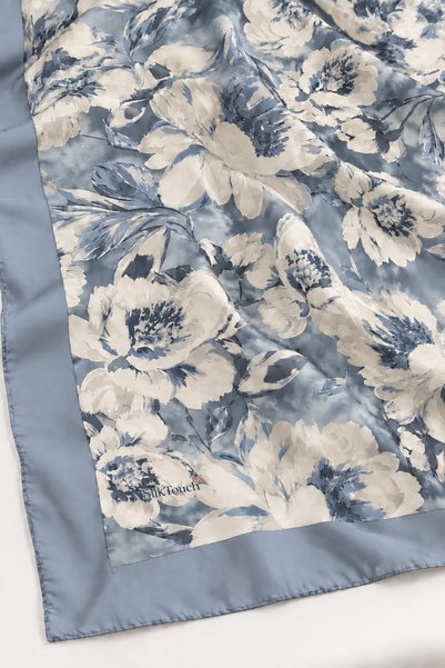 SilkTouch Baby Blue Peony Dream Patterned Organic Shawl