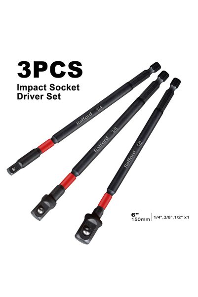 Choice 3PCS-6IN Rafford Impact Socket Adapter Set,1/4"3/8"and1/2"Drive,Extens...