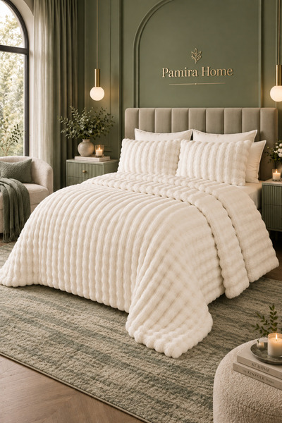 Pamira Home Pamira Çift Kişilik Çift Taraflı Tavşan Tüyü Pelüş Yorgan %100 Pa...