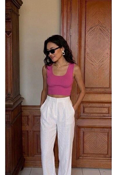 onno style women Sleeveless Strappy Square Neck Women's Knitted Blouse
