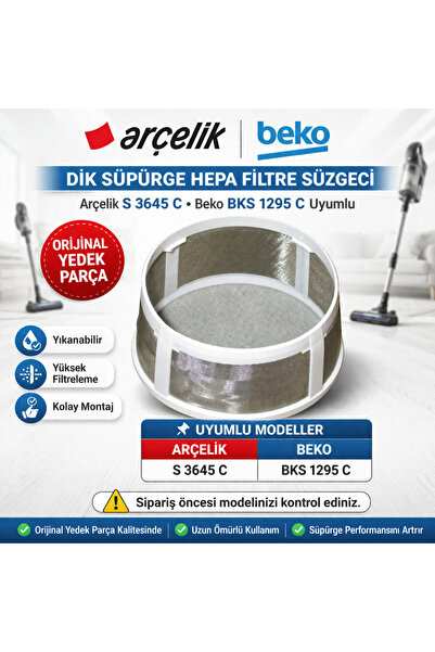 Arçelik S - 3645 C Elektrik Dik Süpürgesi Hepa Filitre Süzgeci