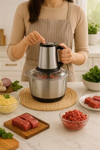 Denx Multifunctional meat grinder and slicer with 850 watts power and 5-liter...