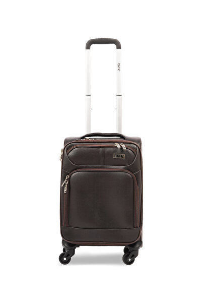 KTMC 17 Inch Cary-On Leather Luggage Lightweight Trolley Bag, 4 Wheels with C...