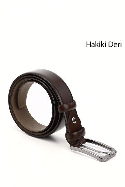 GÖNDERİ(R) Erkek Kahve Antik Hakiki Deri 3,5 Cm Klasik Kemer