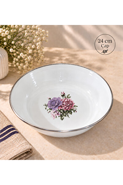 emaye market emaye muhallebi yemek kahvaltı tabak 24 cm desenli  Kase , Çukur...