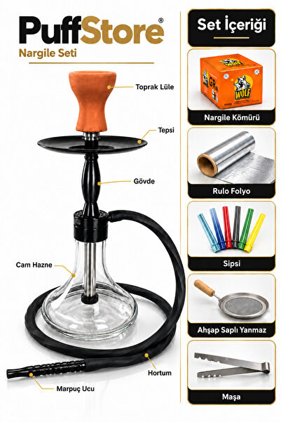 puffstore Mini Nargile Seti - Şık ve Taşınabilir Nargile Takımı - Tam Takım M...