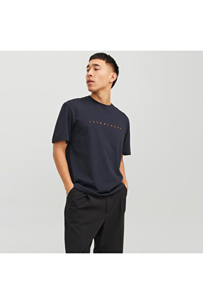 Jack & Jones Jack&jones Star Men's Navy Blue Round Neck T-Shirt