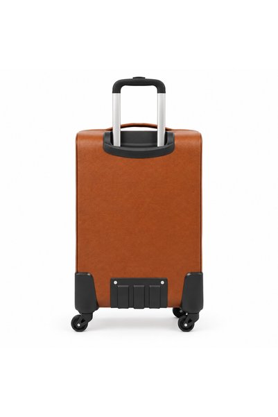 KTMC 30 Inch Checked Leather Luggage Lightweight Trolley Bag, 4 Wheels With Combination Lock- Light Brown