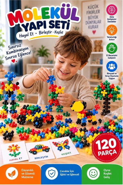 Kitchen Beauty Molekül Eğitici Yaratıcı Oyuncak Kar Tanesi Yapı Taşları 5 Ren...