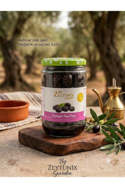 By Zeytunix Garden Zeytinyağlı Özel Seçme Doğal Siyah Zeytin 400 gr (İRİ Boy)