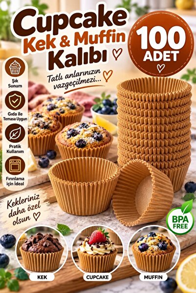 Kitchen Beauty 100 Adet Kraft Kağıt Kek Kapsülü | Muffin Cupcake Kek Kapsülü ...