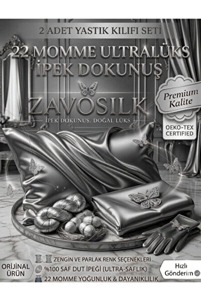 ZAVO Ipek %100 Ipek Saf 2 Adet Yastık Kılıfı 50x70