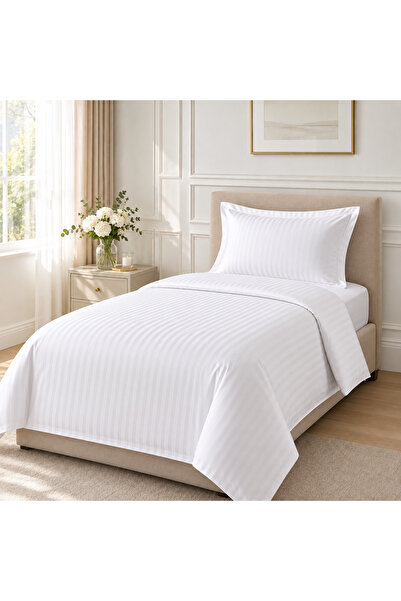 Kotonia Home Lenjerie de pat 3 piese Hotel 1 persoana, 100% bumbac, Damasc, d...