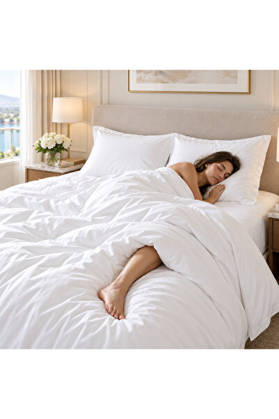 Kotonia Home Lenjerie de pat hotel 4 piese pentru 2 persoane, 100% bumbac per...