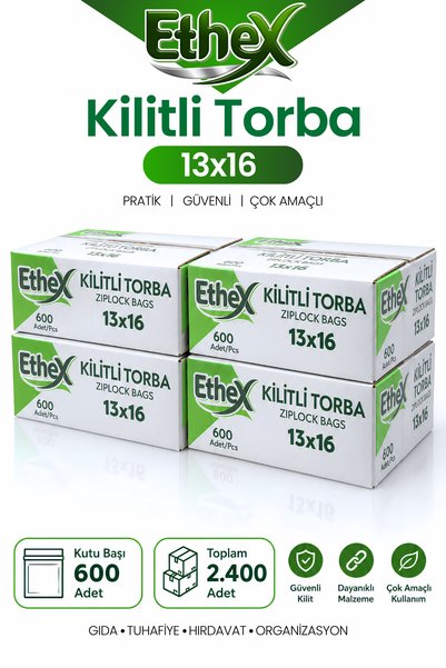 Ethex كيس زيبلوك مخطط باللون الأحمر مقاس 13 × 16 سم 2400 قطعة (4 صناديق) - مت...