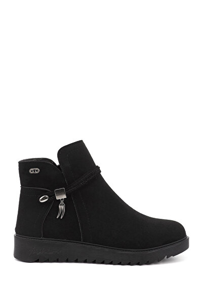GÖNDERİ(R) Women's Black Suede Zippered Thick Soled Boots