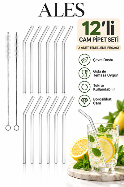 AL&ES kozmetik 12'li Cam Pipet Ve 2 Adet Temizleme Fırçası Seti 1. Kalite / 9 Mm