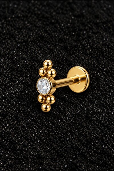 ömay takı Tek Taş Altı Top Tragus Helix Conch 316l Cerrahı Çelik Piercing