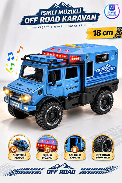 YILDIRIM OYUNCAK Sürtmeli Işıklı Müzikli Lüks Off Road Karavan Açılabilir Kap...