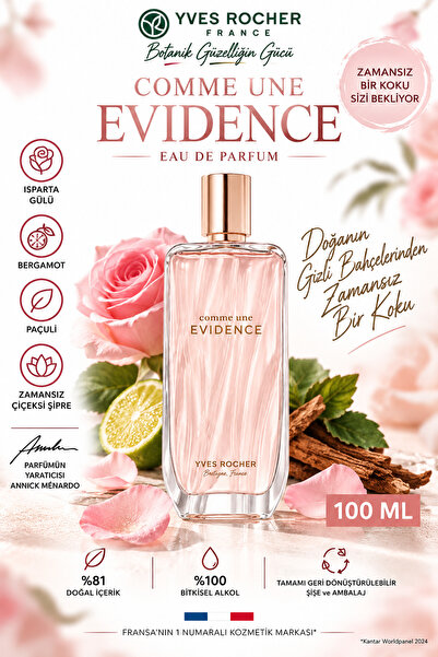 Yves Rocher Comme une Evidence EDP 100 ml Şipre Çiçeksi Zarif Kadın Parfümü