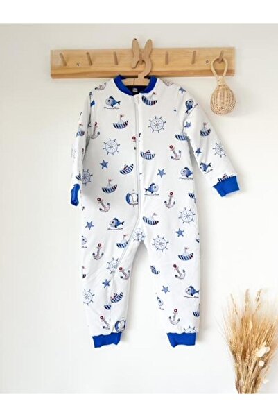 KEY KIDS 5-6 Years Old White Blue Anchor Patterned Cotton Legged Children's S...