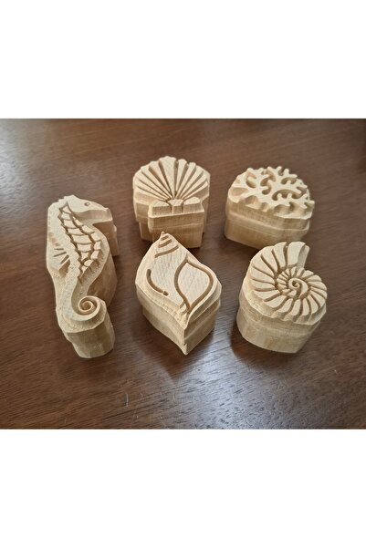 Lonicera Maison Tekstil Deniz Kabukları ve Deniz Canlıları Ahşap Baskı Kalıbı...